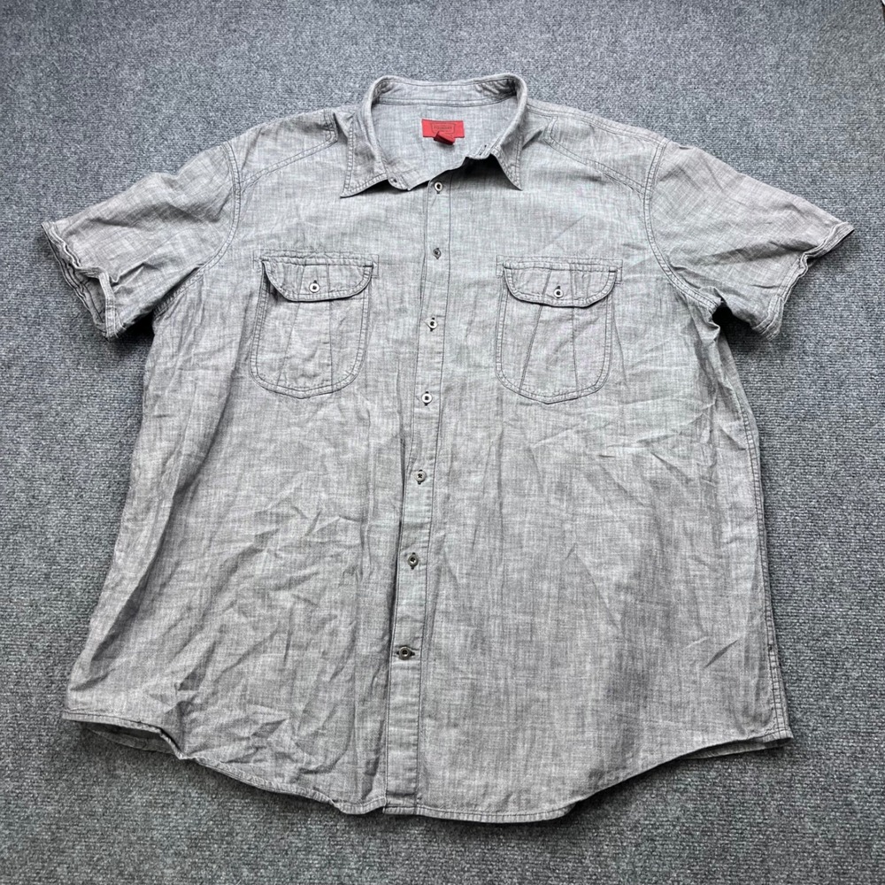 The Foundry Big Tall Workwear Casual Gray‎ Chambray Button Down Shirt